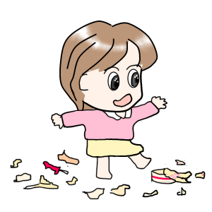 ケーキの残骸で足の踏み場もない